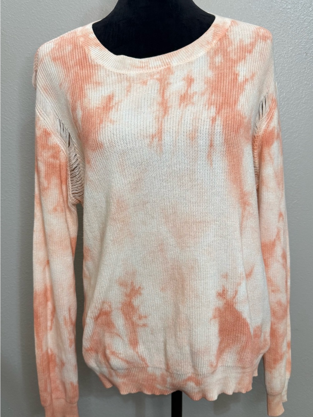 Fate Peach and Cream Tie-Dye Crewneck Sweater